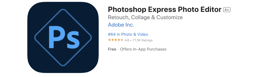 Adobe Photoshop Express　アプリ　画像
